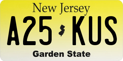 NJ license plate A25KUS