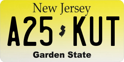 NJ license plate A25KUT