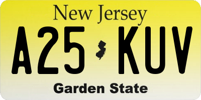 NJ license plate A25KUV