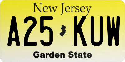 NJ license plate A25KUW