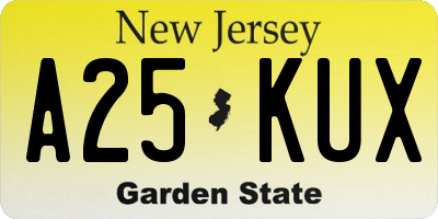 NJ license plate A25KUX