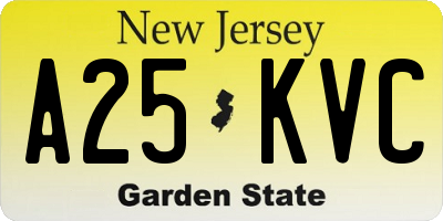 NJ license plate A25KVC