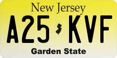 NJ license plate A25KVF
