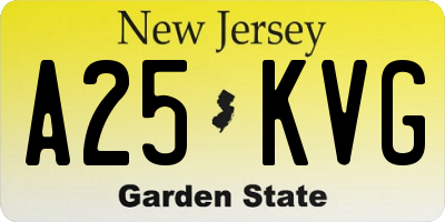 NJ license plate A25KVG