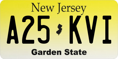 NJ license plate A25KVI