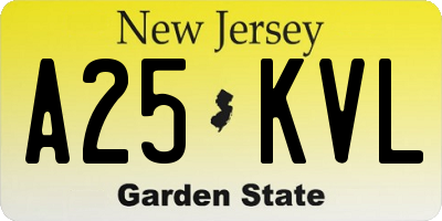 NJ license plate A25KVL