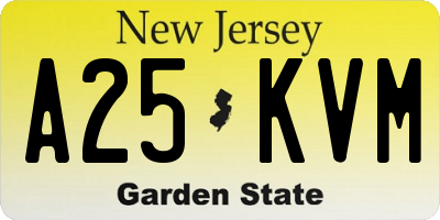 NJ license plate A25KVM