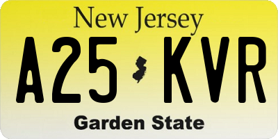 NJ license plate A25KVR