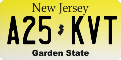 NJ license plate A25KVT