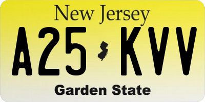NJ license plate A25KVV