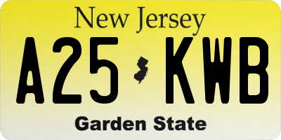 NJ license plate A25KWB