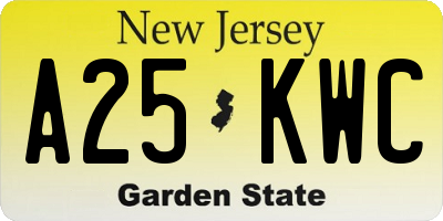 NJ license plate A25KWC