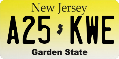 NJ license plate A25KWE