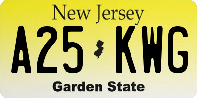 NJ license plate A25KWG