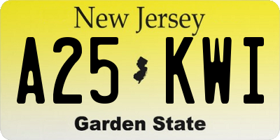 NJ license plate A25KWI