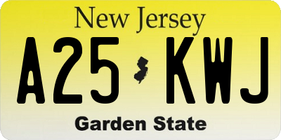 NJ license plate A25KWJ