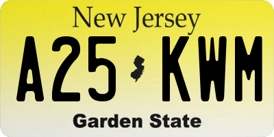 NJ license plate A25KWM