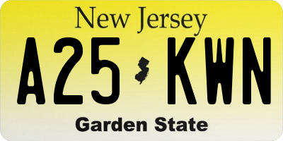 NJ license plate A25KWN