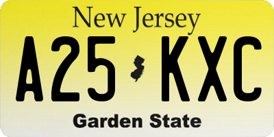 NJ license plate A25KXC