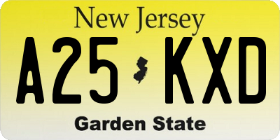 NJ license plate A25KXD