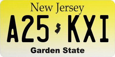 NJ license plate A25KXI