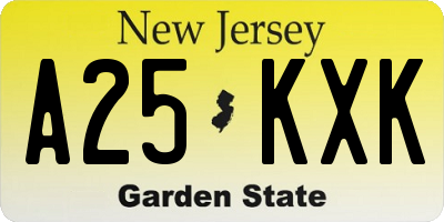 NJ license plate A25KXK