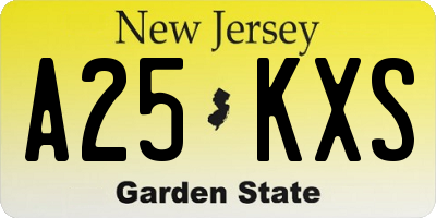 NJ license plate A25KXS
