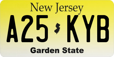 NJ license plate A25KYB