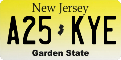 NJ license plate A25KYE