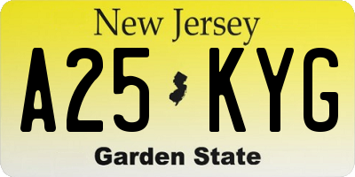 NJ license plate A25KYG