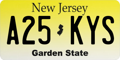 NJ license plate A25KYS