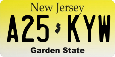 NJ license plate A25KYW
