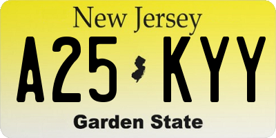 NJ license plate A25KYY