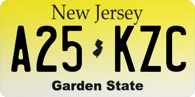 NJ license plate A25KZC