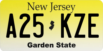 NJ license plate A25KZE