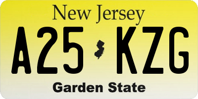 NJ license plate A25KZG