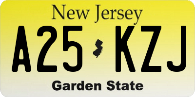 NJ license plate A25KZJ