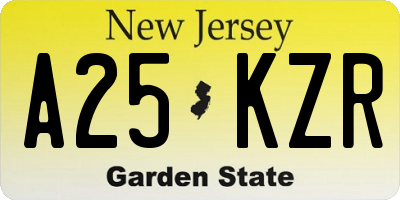 NJ license plate A25KZR
