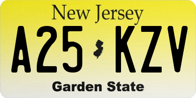 NJ license plate A25KZV