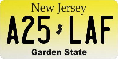 NJ license plate A25LAF