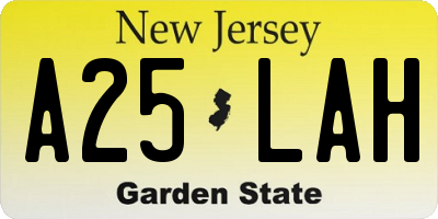 NJ license plate A25LAH