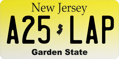 NJ license plate A25LAP