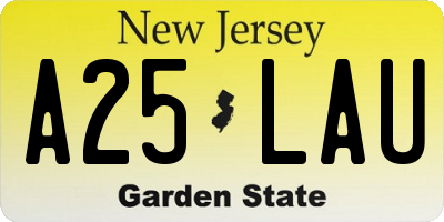 NJ license plate A25LAU