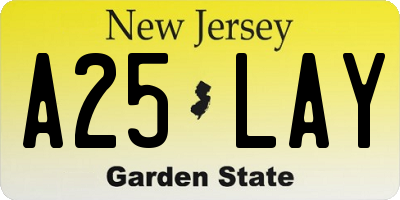 NJ license plate A25LAY