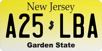 NJ license plate A25LBA