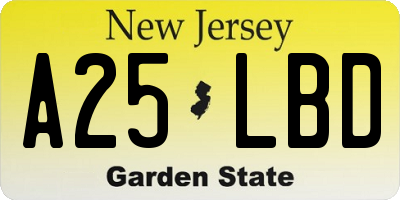 NJ license plate A25LBD