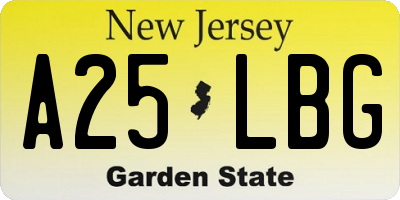 NJ license plate A25LBG
