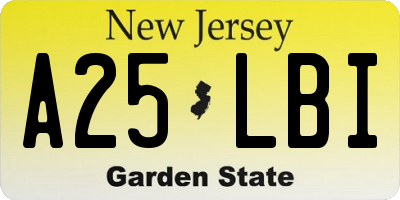NJ license plate A25LBI