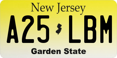 NJ license plate A25LBM