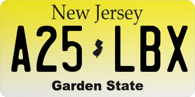 NJ license plate A25LBX